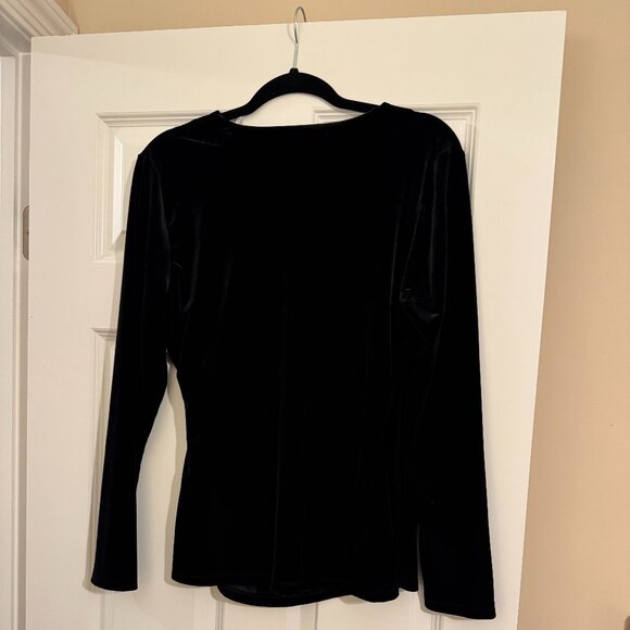 Talbots Lightweight Velour Velvet Wrap Top Black L - Picture 2 of 2